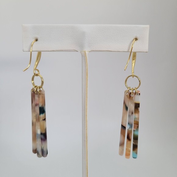 Handmade 24K Gold Plated Earrings with Acrylic by Zoey Rae Creations NEW Dangle - Picture 4 of 10